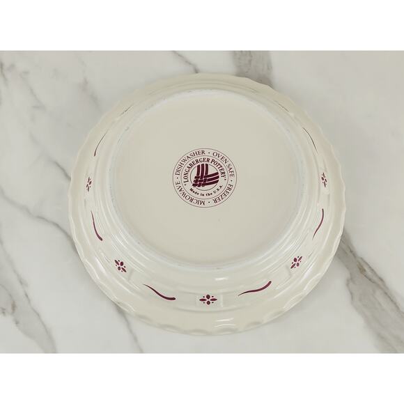 Longaberger Pottery Pie Dish Baking Plate Woven Traditions 10" Made In USA Vtg - Picture 12 of 16